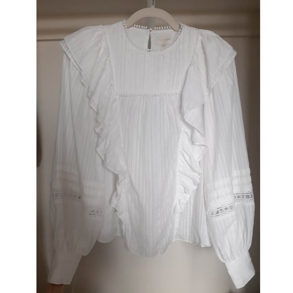 COPY - Ted Baker Silais Double Frill Blouse White - Picture 13 of 13